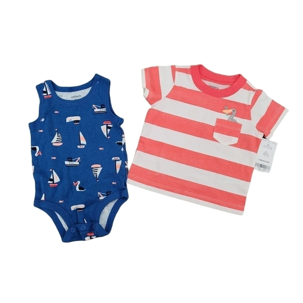 🍁‎ Carter's 6 Months Boys Nautical Beach Onesie Shirt
